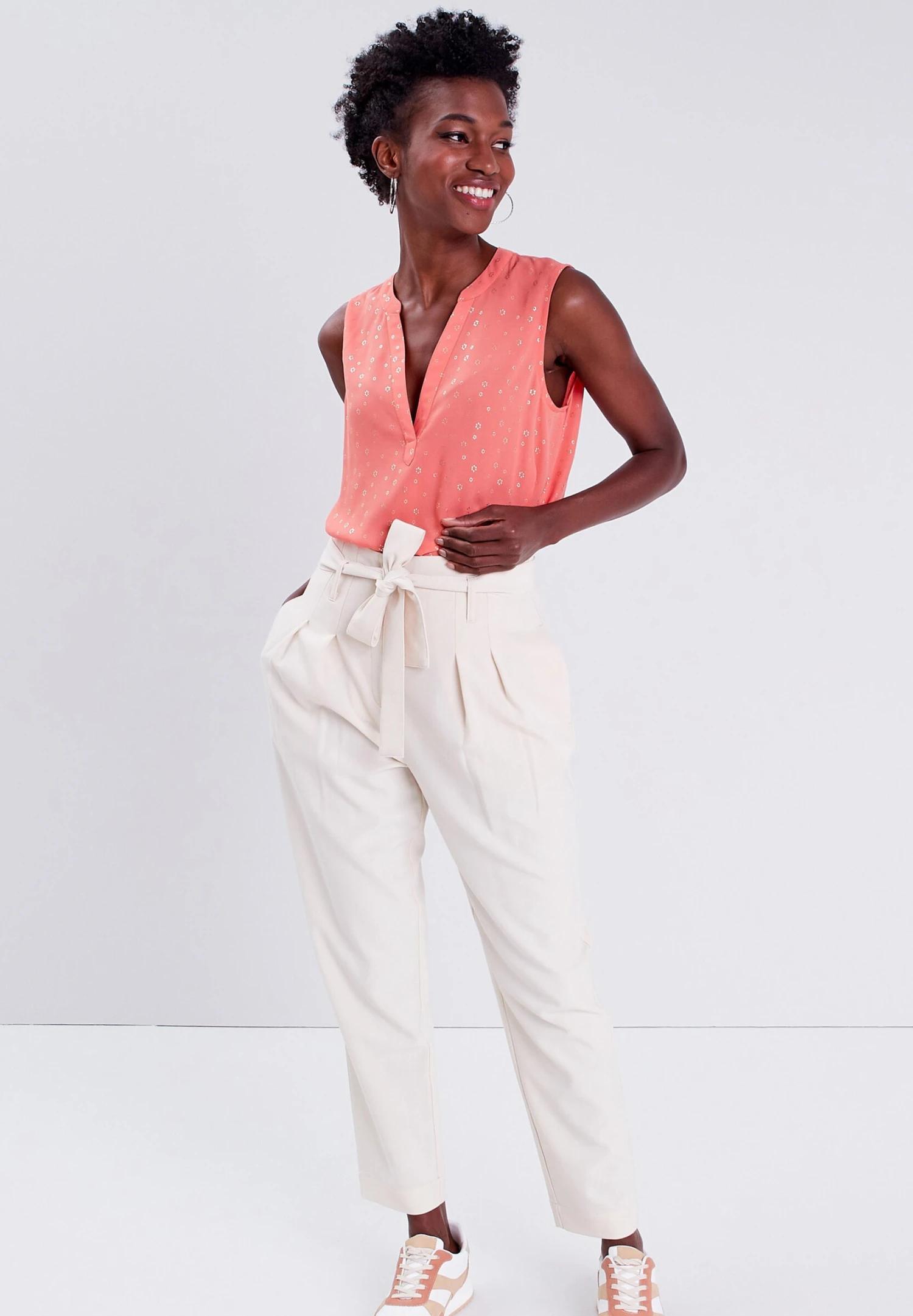 Ärmellose- Blusa - Orange Corail 2 Ärmellose- Blusa - Orange Corail - Imagen 2