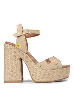 Saladeta Bordado - Sandalias Con Plataforma - Beige