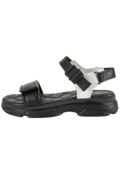 Sandalias Con Plataforma - Black-White