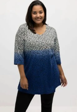 Ulla Popken Camiseta De Manga Larga - Mittelblau