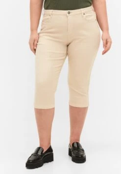 Zizzi Fitting Emily Capri - Shorts Vaqueros - Oatmeal