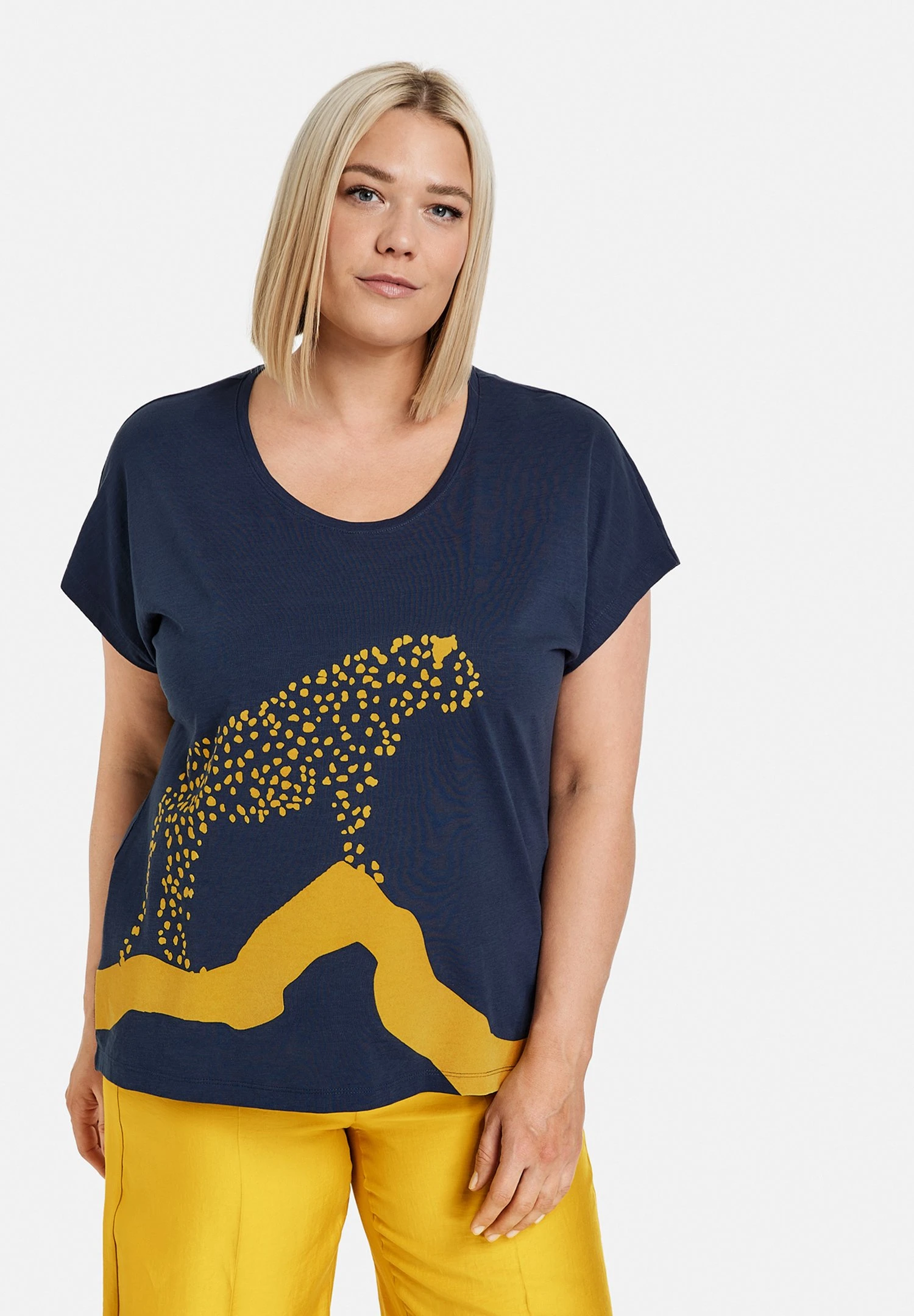 Kurzarm Rundhals Kurzarmshirt Mit Leopard-Motiv - Camiseta Estampada - Mood Blue Gemustert 1 Kurzarm Rundhals Kurzarmshirt Mit Leopard-Motiv - Camiseta Estampada - Mood Blue Gemustert