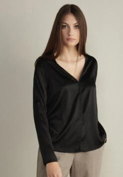 V-Ausschnitt- Blusa - Nero