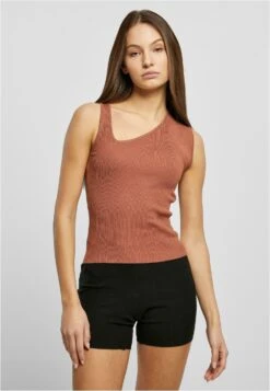 URBAN CLASSICS Damen Asymmetric- Top - Terracotta