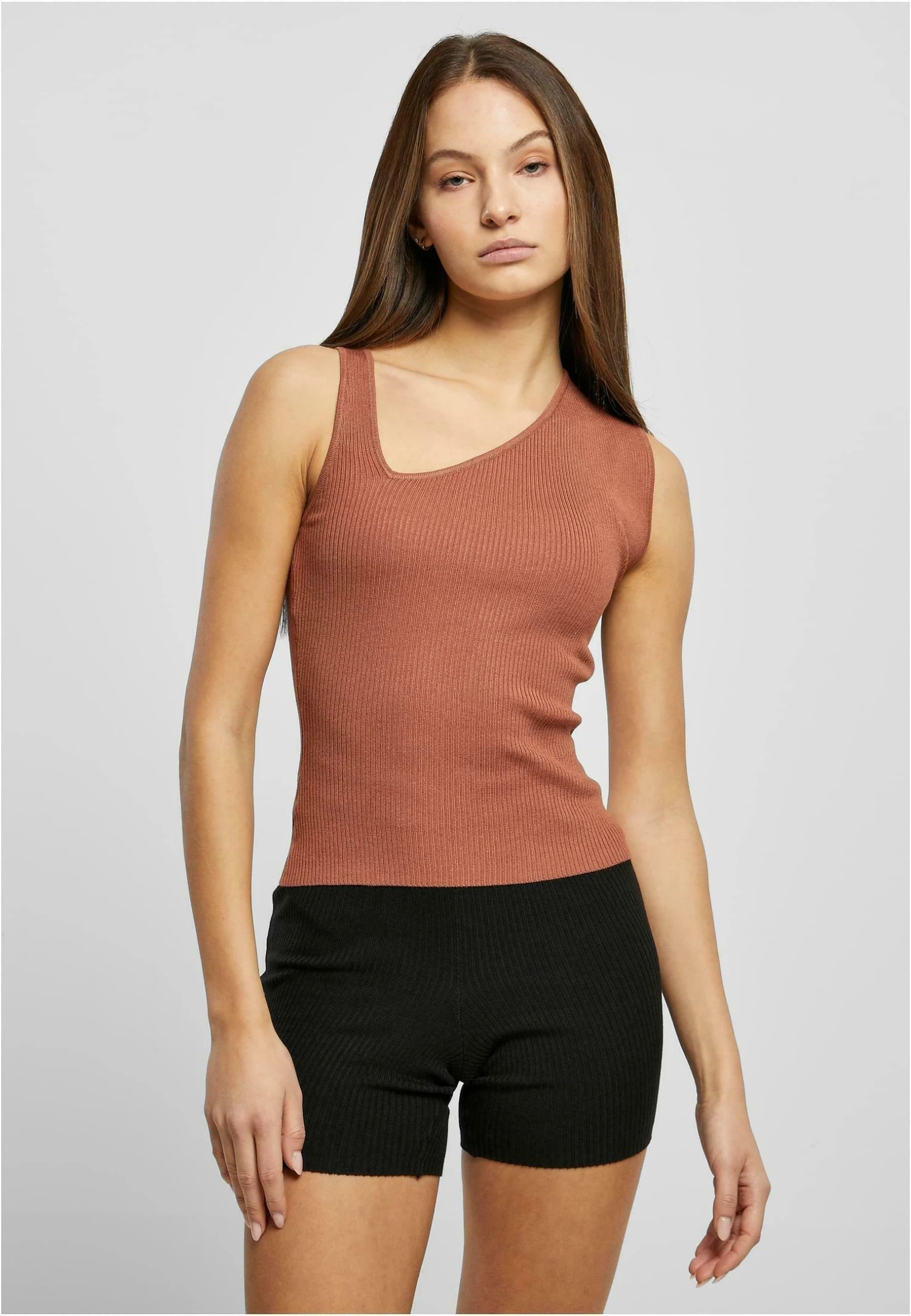 URBAN CLASSICS Damen Asymmetric- Top - Terracotta 1 URBAN CLASSICS Damen Asymmetric- Top - Terracotta