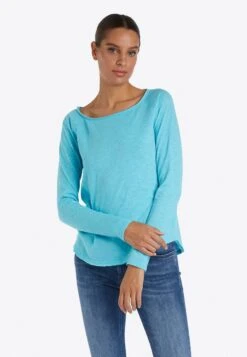 Rich&royal Long Sleeve Mit Destroyed Details - Camiseta De Manga Larga - Ice Teal