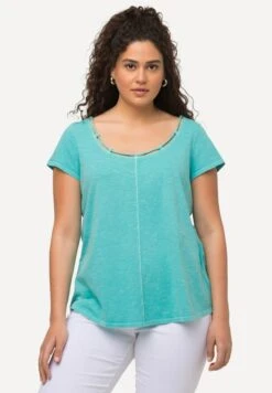 Ulla Popken Camiseta Básica - Aqua Foncé