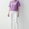 Ipekyol Relaxed Fit Comfortable Cut Slogan Printed - Camiseta Estampada - Purple