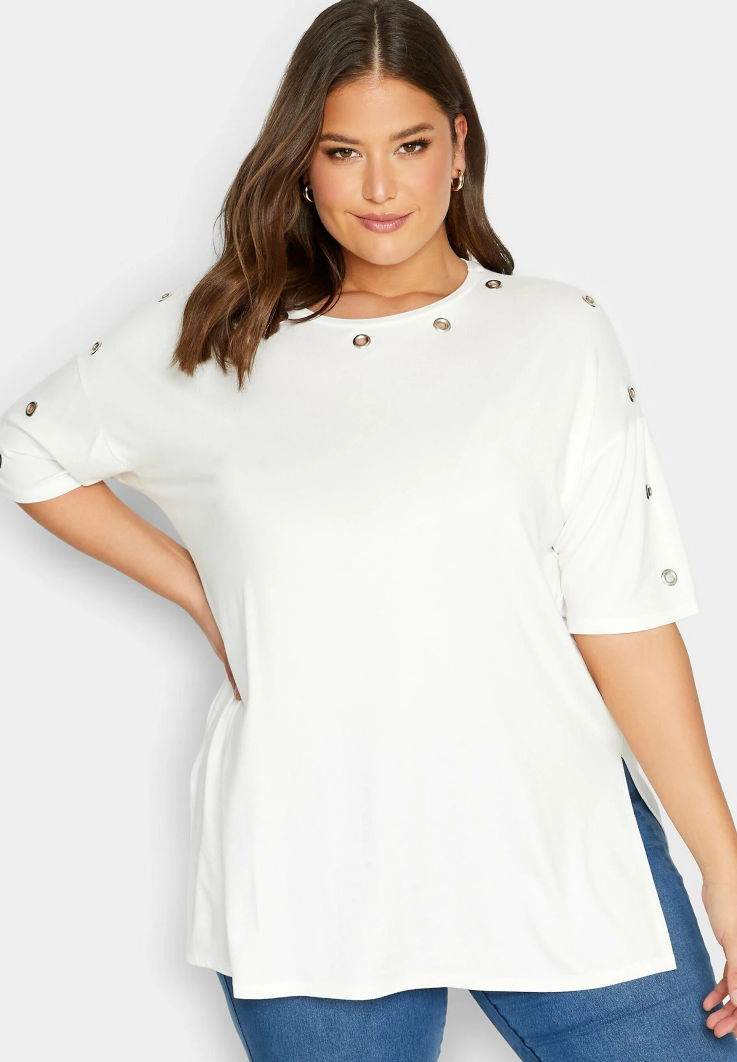 Eyelet Detail - Camiseta De Manga Larga - White 1 Eyelet Detail - Camiseta De Manga Larga - White